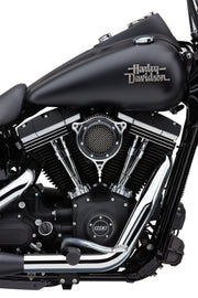 Cobra RPT air intake system in black and chrome for Harley Flh/Flt 2008-2016, shown installed on motorcycle engine.