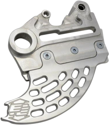 Enduro Engineering KTM and Husqvarna rear disc guard for brake protection, shown on a motorcycle wheel.