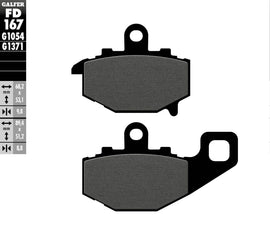 GALFER semi-metallic brake pads FD167G1054, compatible with various brake systems, shown in a close-up image.