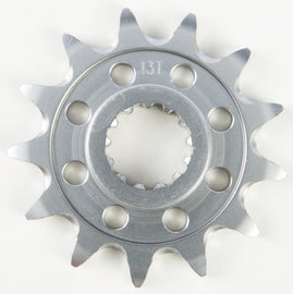 Fly Racing steel front CS sprocket 13-tooth for Suzuki 255-430213 motorcycle, showing the sprocket's teeth and metal finish.