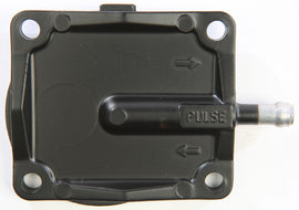 Mikuni black pump cover for intake, carb, and fuel system, part number 13-0135, with a smooth black finish and mounting details