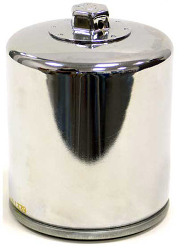 K&N Chrome Oil Filter 56-0174C showing the cylindrical metal body with the K&N logo and threading for installation