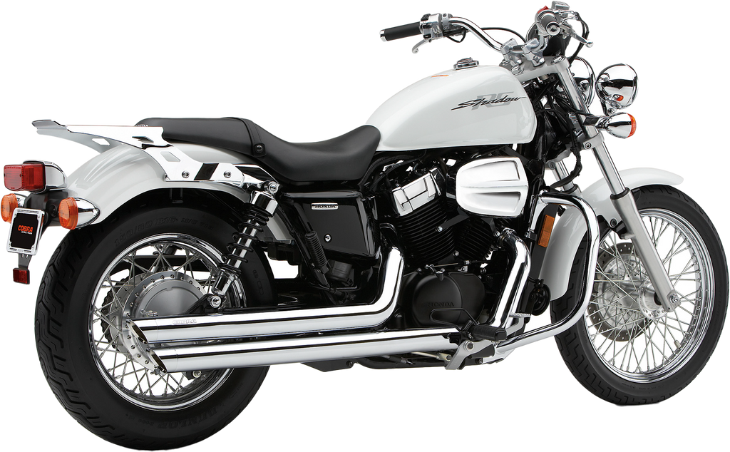 Cobra Streetrod Slashdown exhaust for Honda 750 Aero 2004-2007, showcasing the chrome finish and sleek exhaust design.