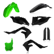 Charger l'image dans la galerie, Acerbis full plastic kit in Kaw Green and black, designed for motorcycle protection and body panels, with green and black plastic components.