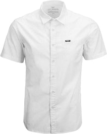 Fly Racing white button-up shirt in size medium, displayed flat showing front with collar and button details.