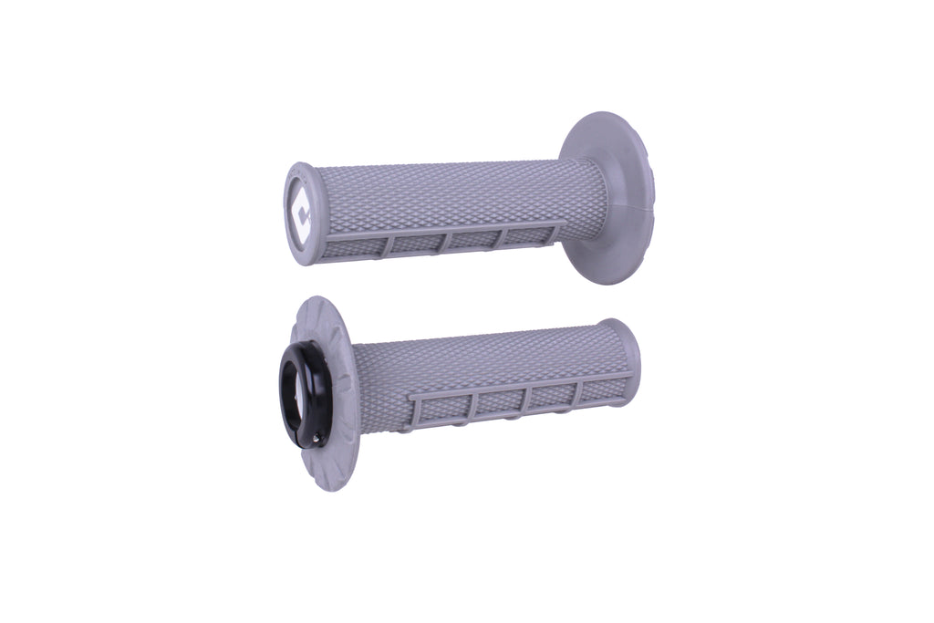 ODI Grips ATV Half Waffle V2.1 Grip in soft grey and black, featuring textured surface for improved grip and control.