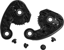 Pair of Fly Racing Conquest helmet ratchet plates with screws, designed for secure helmet adjustments and fitting.