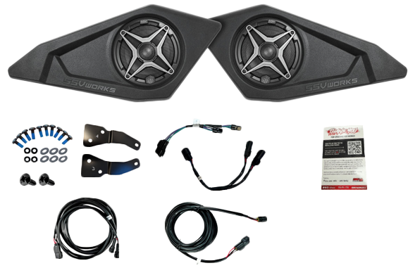 SSV Works front door speakers with SSV A-Spec speakers installed in vehicle door panel for enhanced audio.