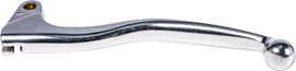 Silver Fire Power off-road clutch lever with ergonomic design, featuring a sleek finish and mounting hardware for motorcycle control.