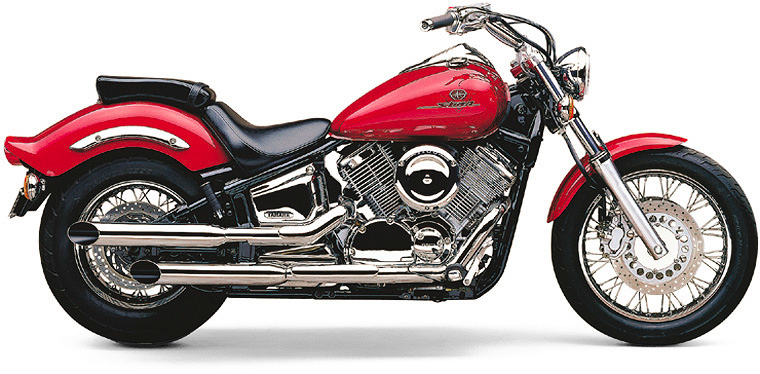 Cobra Blvd Slashcut chrome exhaust for Yamaha V-Star 1100 1999-2005, slip-on style with distinctive slashcut design