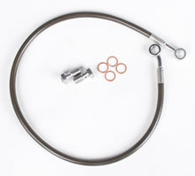 Charger l'image dans la galerie, Streamline rear Honda brake line in smoke finish, showing flexible brake hose with metal fittings on a clean background.