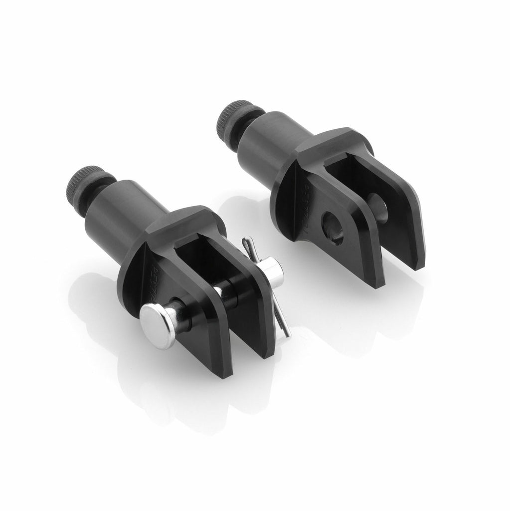 RIZOMA black rider footpeg mount kit with metal components, designed for motorcycle footpeg installation.