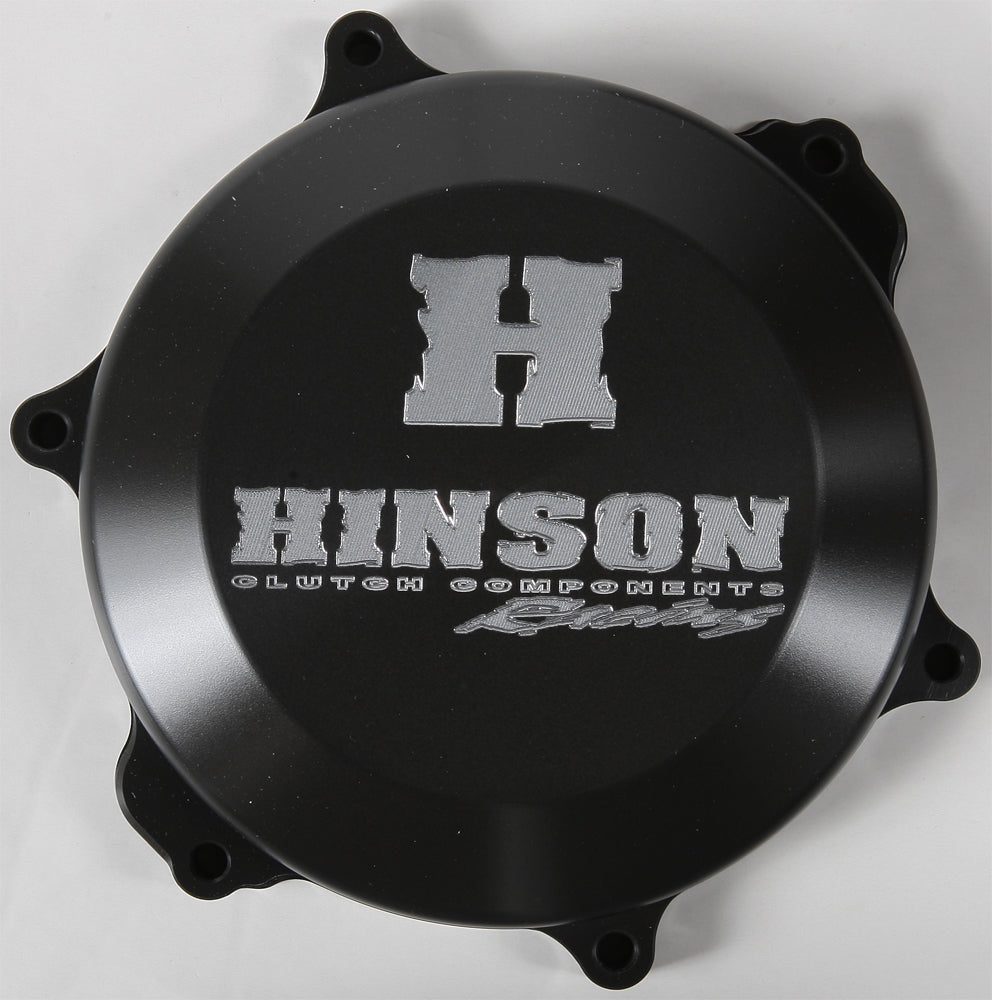 Hinson clutch cover for Yamaha YZ125 engine, black metal with mounting holes, designed for models 2005-2013.