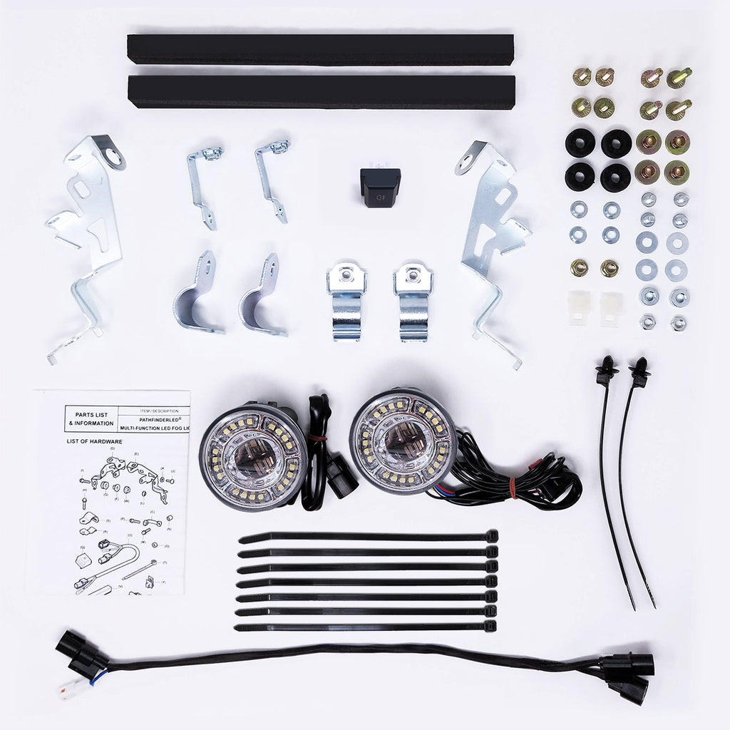 Pathfinder LED fog light kit with multifunction daytime running lights (DRL) for enhanced vehicle illumination.