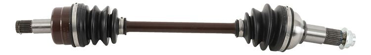 All Balls 6-ball heavy duty front drive axle with metal components and rubber seals, designed for durable off-road vehicle use.