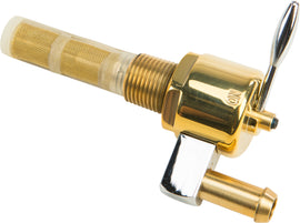 HardDrive brass petcock with 3/8 inch round intake, downward position, for fuel system and carburetor applications