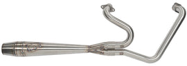 Sawicki Speed Shop Indian Challenger mid-length brushed stainless steel exhaust system with sleek design and polished finish.