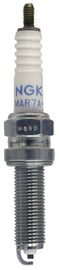 NGK Spark Plug #4908/10 2-LMAR7A-9 showing close-up of the spark plug with metal threads and ceramic insulator.