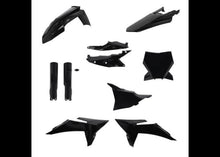 Load image into Gallery viewer, Acerbis black plastic body kit for KTM dirt bike, includes full set of durable plastic panels and body components.