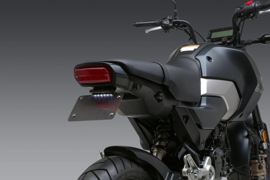 Yoshimura Fender Eliminator V2 Kit for Honda, body kit component with sleek black finish and mounting hardware.