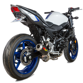 Hotbodies Racing Fender Eliminator in glossy black for Suzuki motorcycles, showing a sleek, compact design for clean rear end appearance.