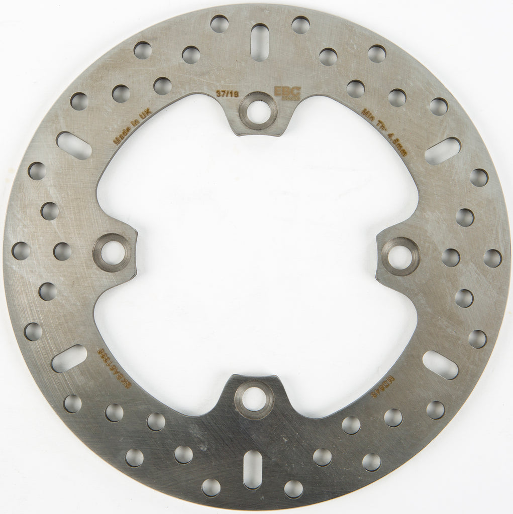 EBC Motorcycle Brakes street rotor 15-0648 showing a vented metal brake disc with mounting holes, designed for motorcycle braking systems.