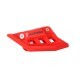 Acerbis orange chain guide block for 2016 motorcycle, mounted on the bike's body, designed for chain stability and protection.