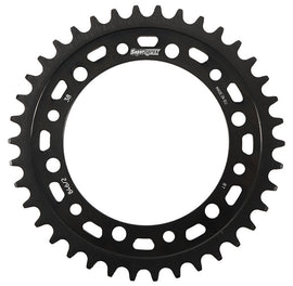 Supersprox steel rear edge sprocket with 38-tooth capacity for 520 chain, black finish, featuring durable construction and precise design.