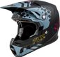 Fly Racing Formula CC Tektonic helmet in matte black, slate, and blue with aerodynamic design and ventilation features.