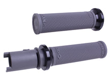 Load image into Gallery viewer, ODI Grips Lock-On Ruffian grips in graphite and black for BMX or mountain bikes, featuring secure lock-on design and textured surface.