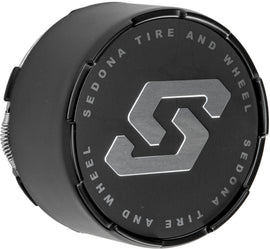 Sedona Split 6 Wheel Replacement Cap in black for 4/110-4/115 wheels, designed for Sedona wheels.