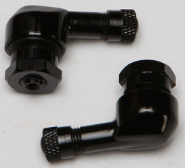 Black Competition Werkes 90/90 degree air valve with 8.3mm fitting, suitable for motorcycle or automotive applications.