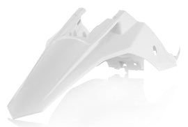 Acerbis white rear fender for motorcycle, showing smooth plastic surface and mounting holes for easy installation.
