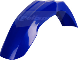 Blue Polisport Plastics front fender for off-road bikes, model 64-5828, shown on a motorcycle.