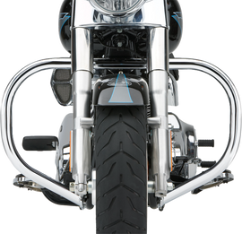 Chrome Cobra Fatty Freeway Bars 1.5-inch body bars for Harley Fat Boy models, featuring a sleek, shiny finish.