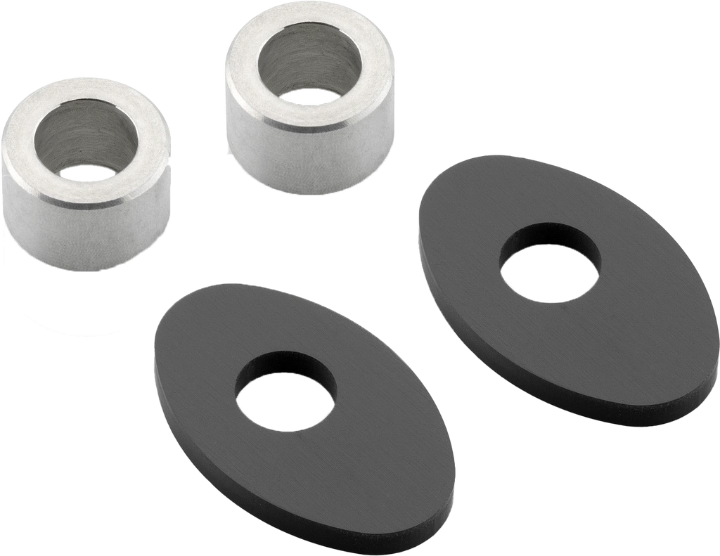 RIZOMA black turn signal mounting kit with two pieces, designed for motorcycle turn signal installation.