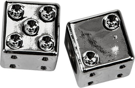 Chrome dice valve stem caps for tires, HardDrive brand, adds a stylish touch to wheel accessories.