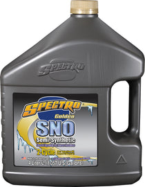 Spectro Golden Sno Semi-Syn Inject Oil 2T 1-gallon container, suitable for small engines, with clear label and cap visible.