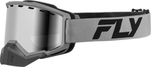 Load image into Gallery viewer, Fly Racing Focus Snow Goggle with silver/char frame, silver mirror and smoke lenses, designed for winter sports.