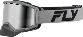 Fly Racing Focus Snow Goggle with silver/char frame, silver mirror and smoke lenses, designed for winter sports.