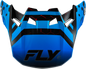 Fly Racing Formula CC Tektonic motorcycle helmet visor in black, blue, and red, shown in medium/large size.