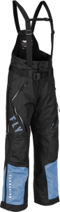 Fly Racing women's Carbon Bib in black and blue, size XL, featuring adjustable straps and durable fabric for motocross riding.