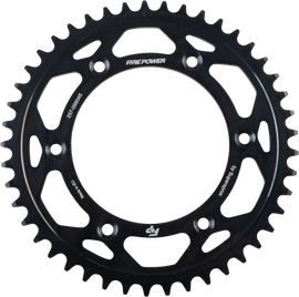 Steel Fire Power 45-tooth rear sprocket in black, designed for motorcycle chain drive, with a durable and sturdy construction.