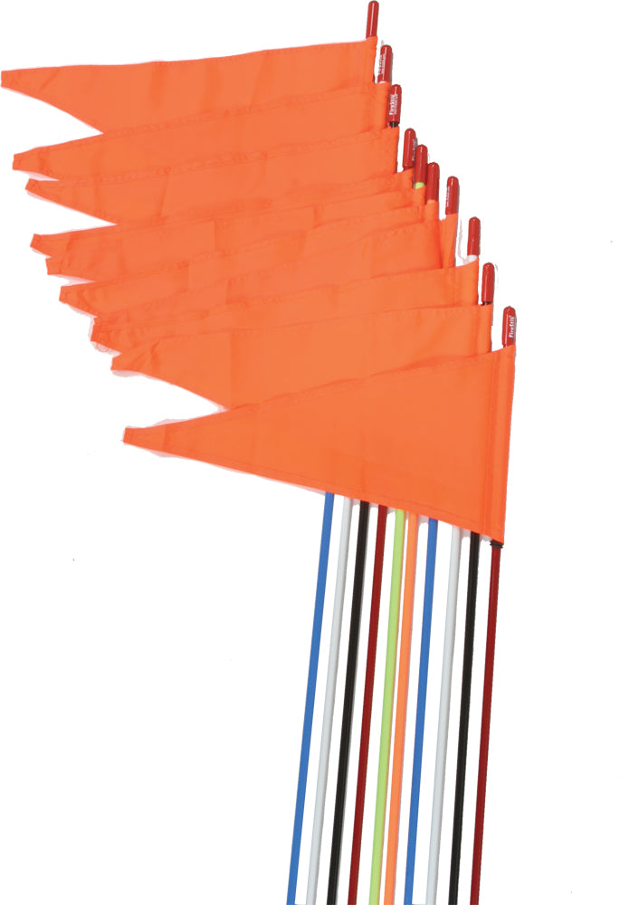 Blue Firestik Antenna Co safety flags on stud mount, 7-foot length, part of a 10-pack for radio antennas.