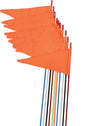 Red Firestik Antenna Co safety flags with stud mount, 7-foot length, set of 10, for antenna visibility and safety.