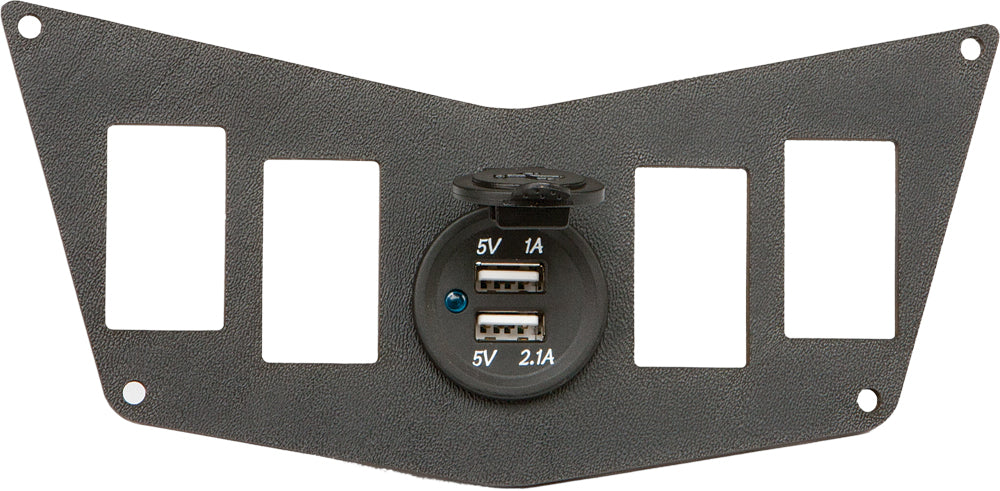 FLIP Switch Products Dash 4 Switch Plate with USB ports, vehicle accessory featuring four switches and integrated charging ports