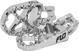 Chrome Flo Motorsports Flo Footpeg for KTM and Husky motorcycles, showcasing durable foot controls with a sleek finish.