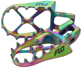Flo Motorsports titanium foot pegs for Yamaha Jet Fuel motorcycle, durable foot controls for enhanced riding stability.