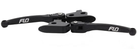 Flo Motorsports MX style lever set in black for Harley Davidson FLH and FLT models 2008-2013, motorcycle handlebar levers.