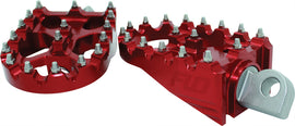 Red Flo Motorsports Moto Style Footpeg Set with 2x3.125 inch size for motorcycle riding, durable and high-performance.